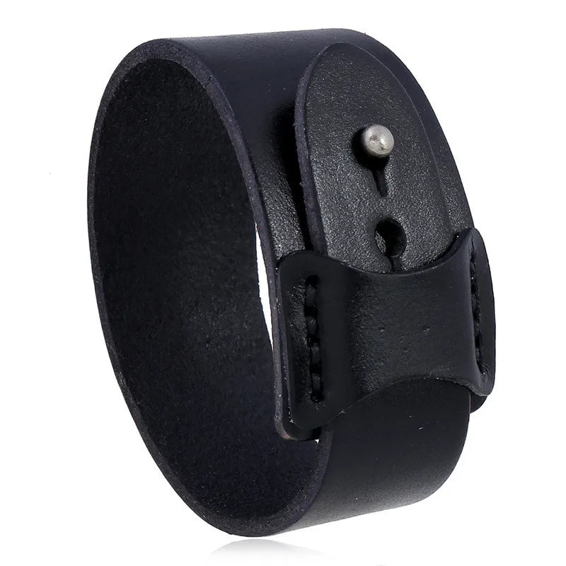 Vintage Leather Cuff Bracelet - Wide Wrap Bangle