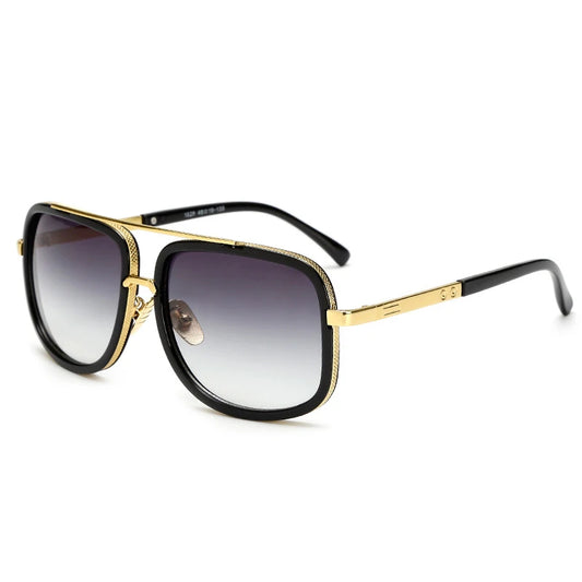 Big Frame Square Sunglasses - Retro Metal Glasses