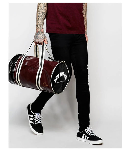 Premium Leather Gym Duffel Bag - Unisex Sports Travel Shoulder Bag