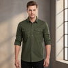 Men's Cargo Long Sleeve Shirt - Military Style Oversized Casual Blouse