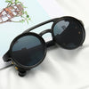 Steampunk Shield Sunglasses - Side Leather Round