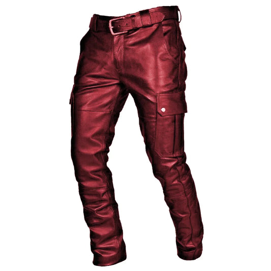 Leather Motorcycle Pants - Cargo Pockets S-5XL