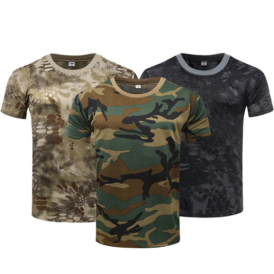 Men's Tactical Camouflage T-Shirt - Quick Dry Short Sleeve Outdoor Gym Tee