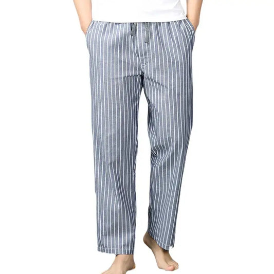 Men's Pure Cotton Plaid Sleep Pants - Lightweight Casual Lounge Trousers