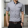 Men's Short Sleeve Business Shirt - Turn-Down Collar Tuxedo Style