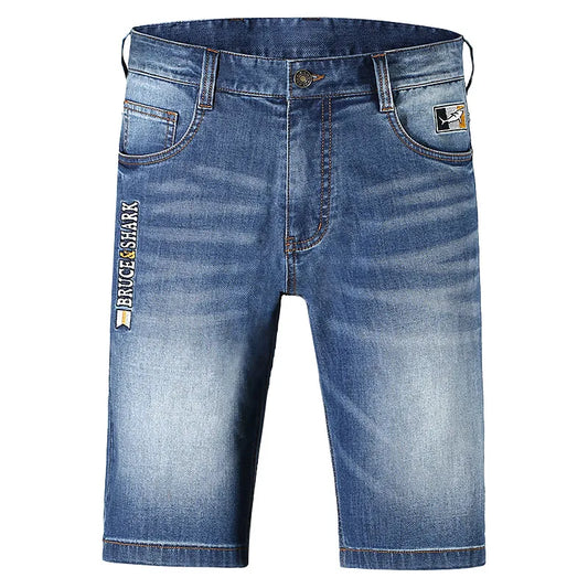Bruce Shark Denim Shorts - Ripped Stretch Jeans