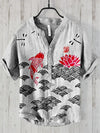Hawaiian Linen Shirt - Fish Pattern Summer Top