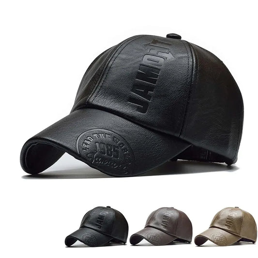 PU Leather Letter Cap - Spring Autumn Sunscreen Hat