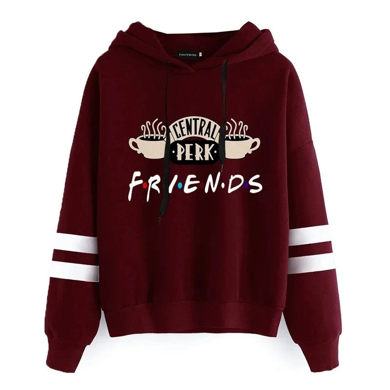 Friends TV Show Coffee Print Hoodie - Women's Pullover Sweatshirt