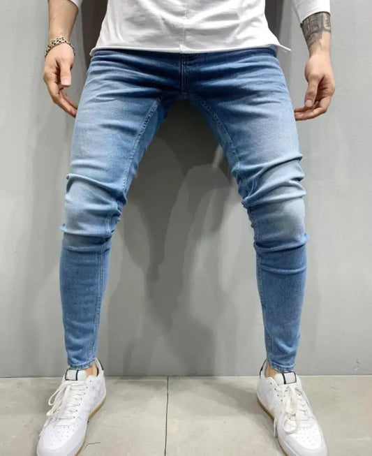 Knee Ripped Stretch Jeans - Hip Hop Slim Fit