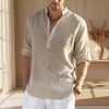 Men's Cotton Linen Long Sleeve Casual Shirt - Lightweight Breathable Button-Down Top
