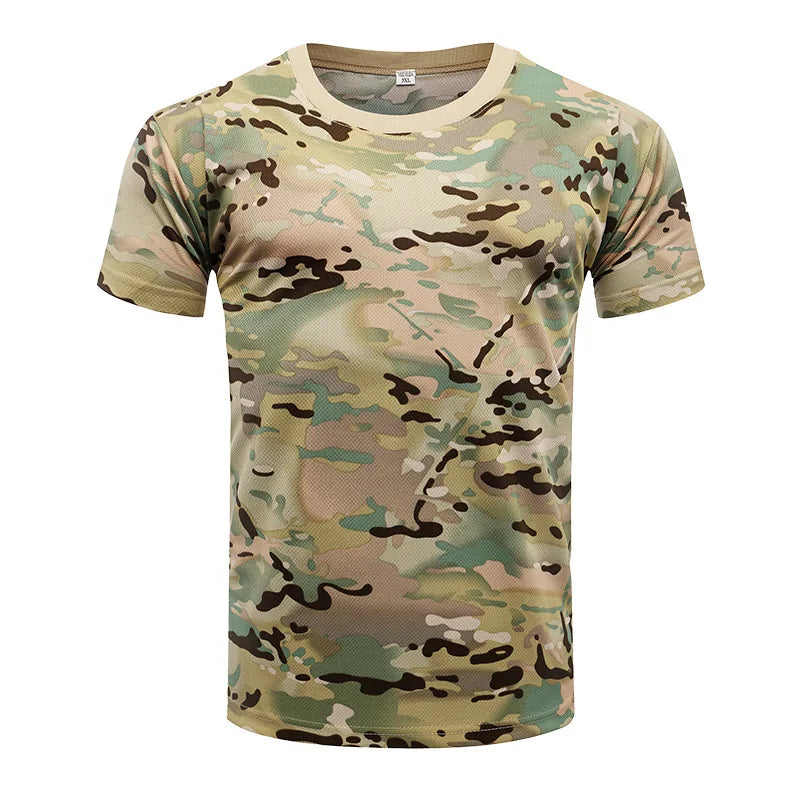 Men's Tactical Camouflage T-Shirt - Quick Dry Short Sleeve Outdoor Gym Tee