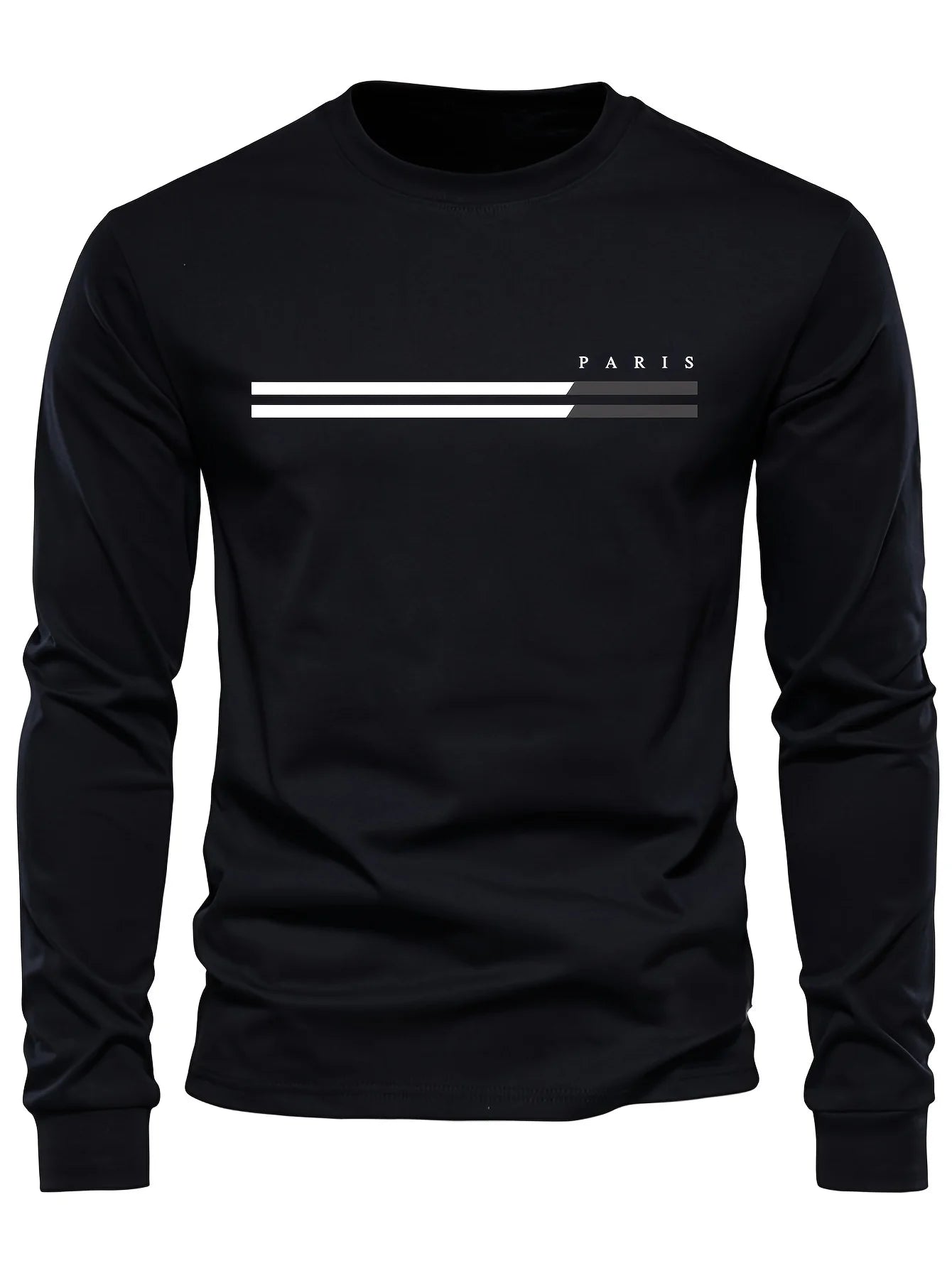 Paris Print Long Sleeve Tee - 100% Cotton Casual