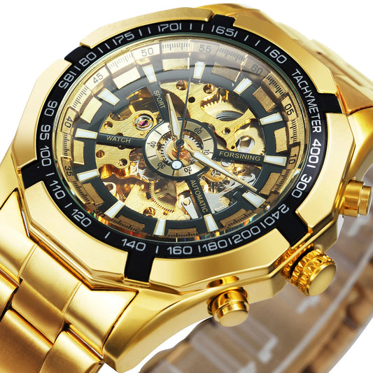 Gold Skeleton Mechanical Watch - Vintage Automatic