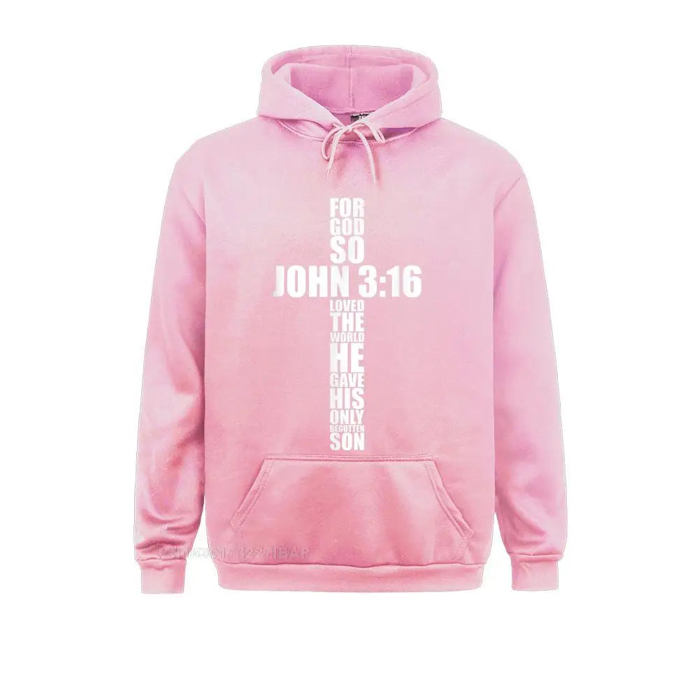 John 3:16 Christian Cross Hoodie - Religious Bible Verse Sweatshirt