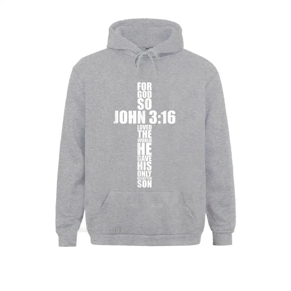 John 3:16 Christian Cross Hoodie - Religious Bible Verse Sweatshirt