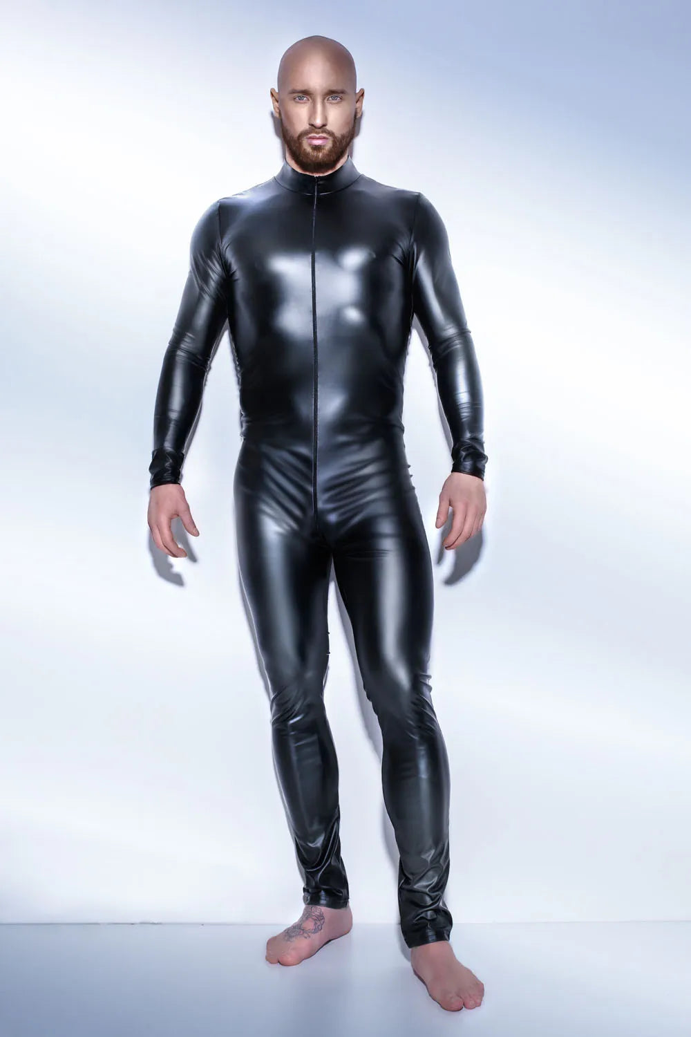 Wetlook Faux Leather Bodysuit - Metallic Catsuit