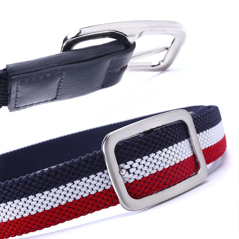 Unisex Braided Elastic Belt - Stretch Canvas Golf Belt Without Holes