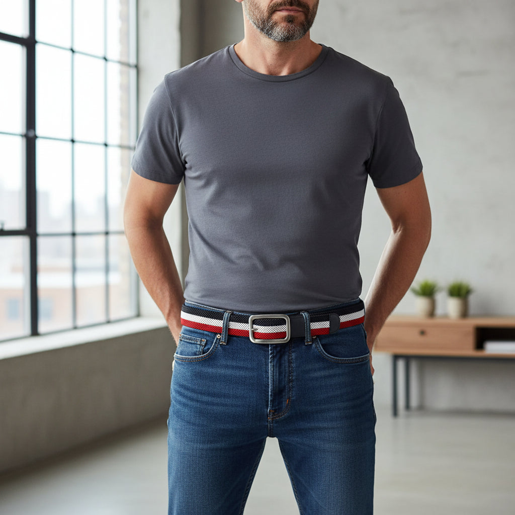 Unisex Braided Elastic Belt - Stretch Canvas Golf Belt Without Holes