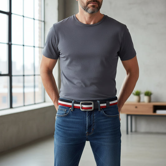 Unisex Braided Elastic Belt - Stretch Canvas Golf Belt Without Holes