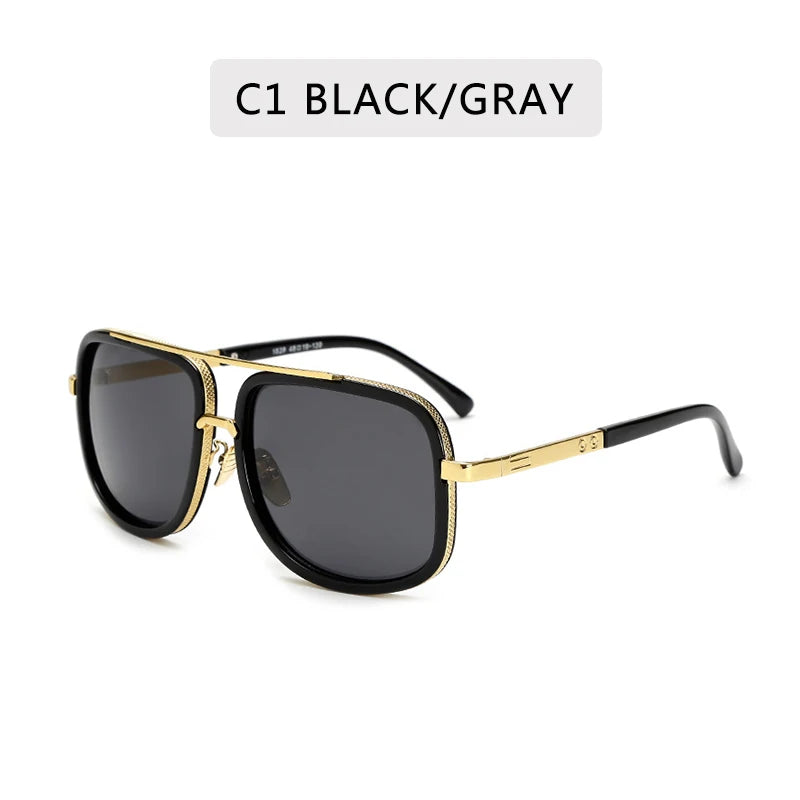 Big Frame Square Sunglasses - Retro Metal Glasses