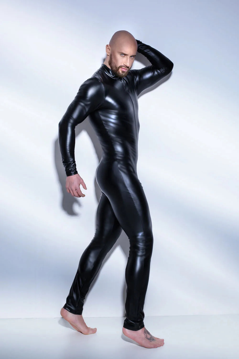 Wetlook Faux Leather Bodysuit - Metallic Catsuit