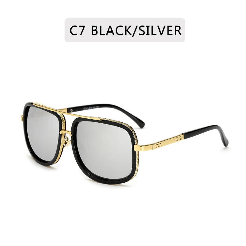 Big Frame Square Sunglasses - Retro Metal Glasses