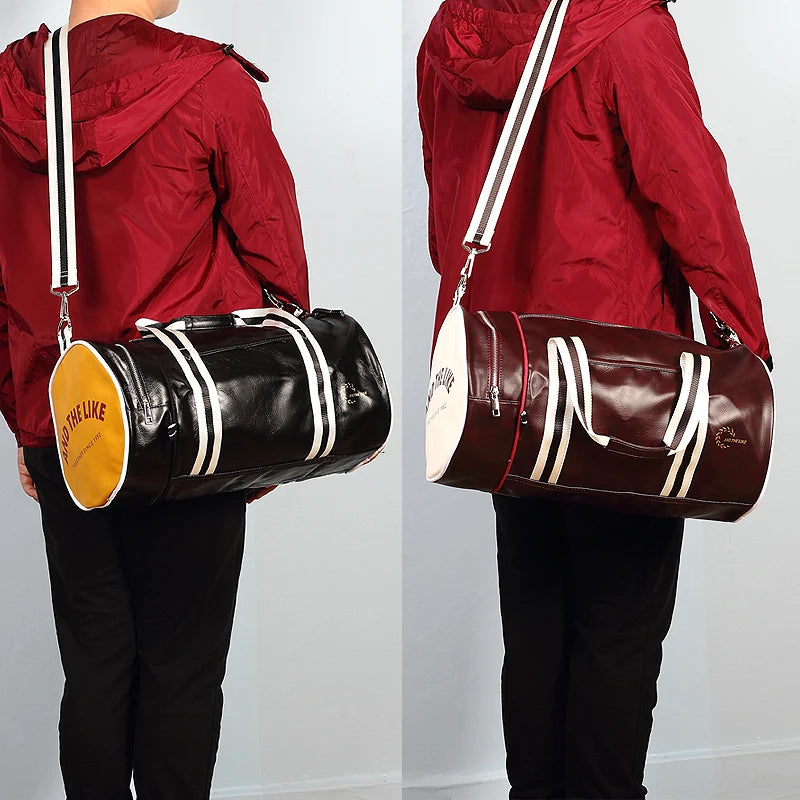 Premium Leather Gym Duffel Bag - Unisex Sports Travel Shoulder Bag