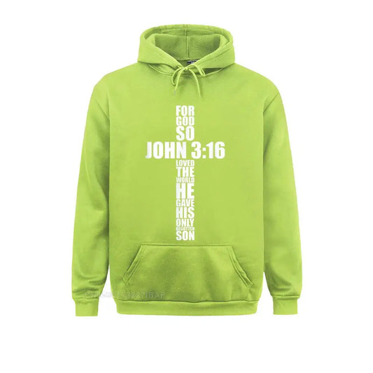 John 3:16 Christian Cross Hoodie - Religious Bible Verse Sweatshirt