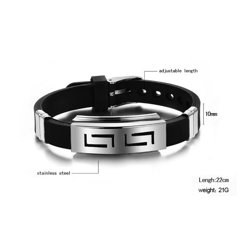 Silicone Steel Bracelet - Punk Rubber Wristband