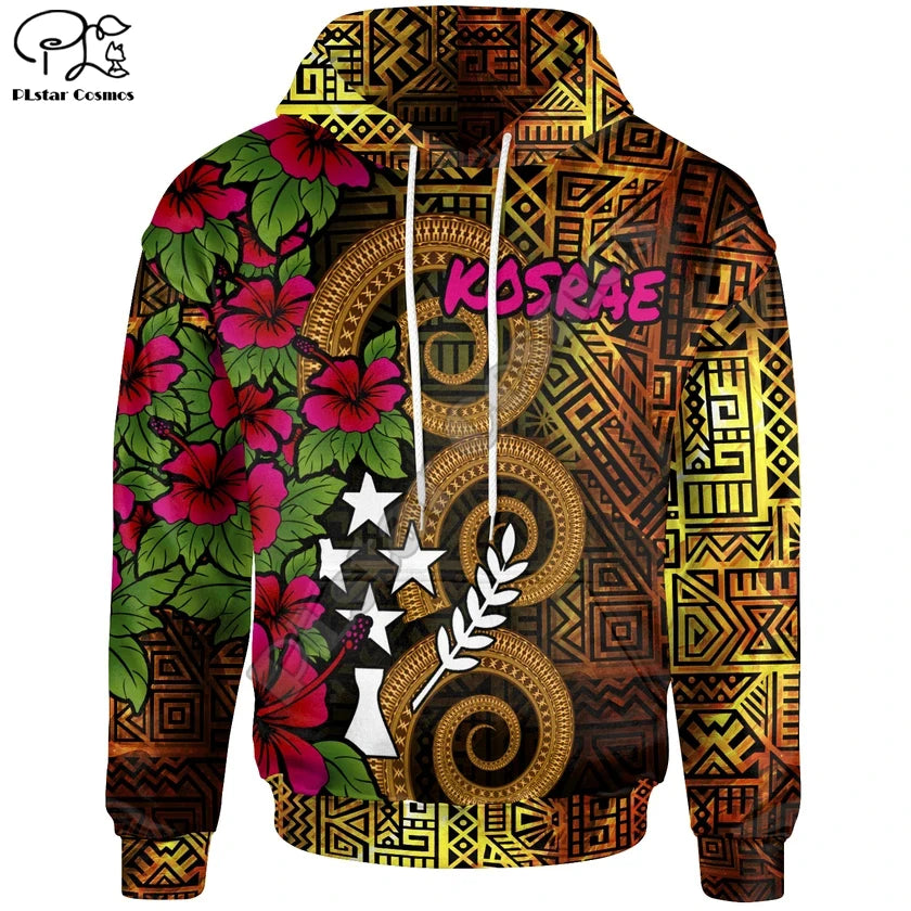 Tribal Kosrae Polynesian Hibiscus 3D Print Hoodie - Unisex Streetwear
