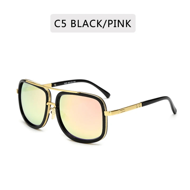 Big Frame Square Sunglasses - Retro Metal Glasses