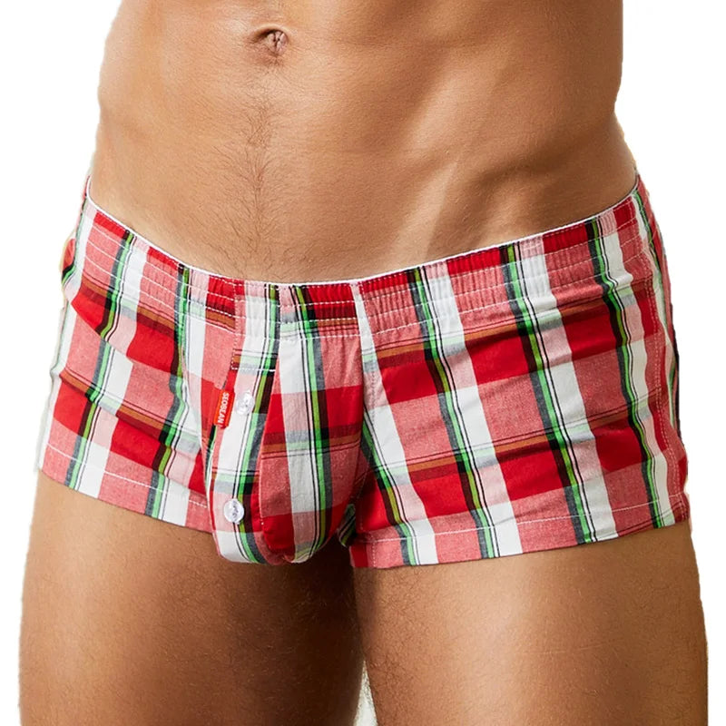 Cotton Plaid Lounge Boxers - Relaxed Fit