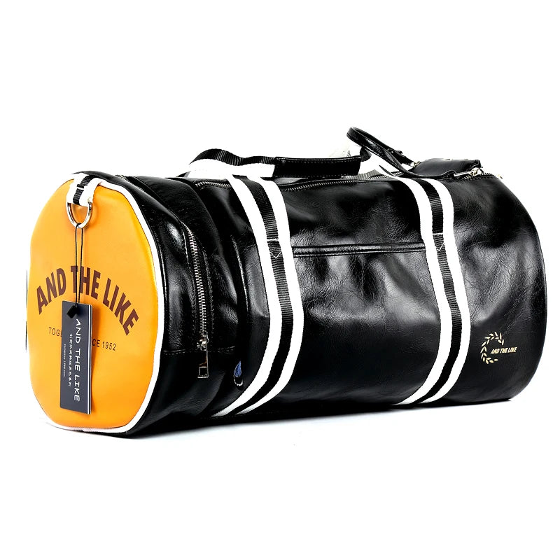 Premium Leather Gym Duffel Bag - Unisex Sports Travel Shoulder Bag