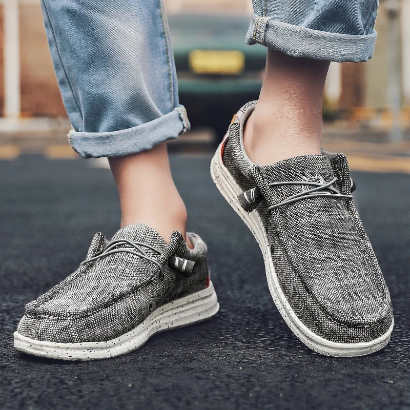 Men's Denim Canvas Sneakers - Breathable Casual Vulcanized Loafers