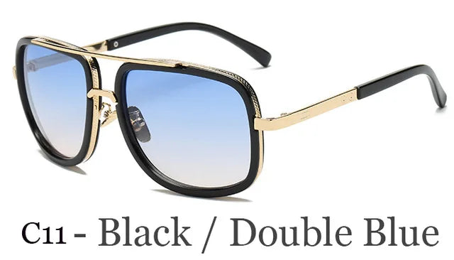Big Frame Square Sunglasses - Retro Metal Glasses