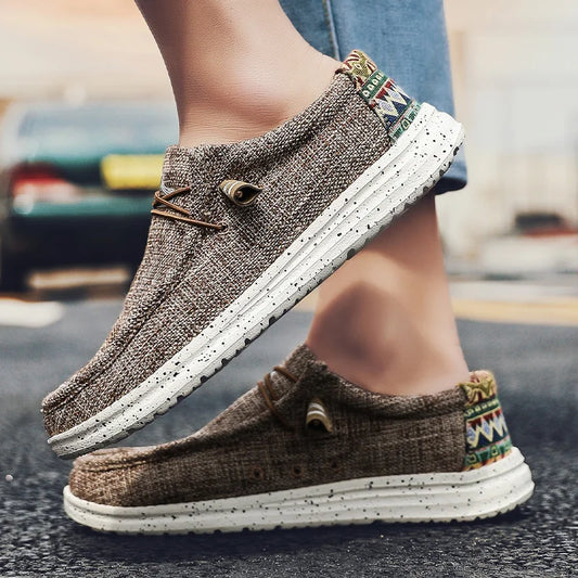 Men's Denim Canvas Sneakers - Breathable Casual Vulcanized Loafers