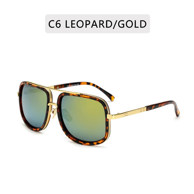 Big Frame Square Sunglasses - Retro Metal Glasses