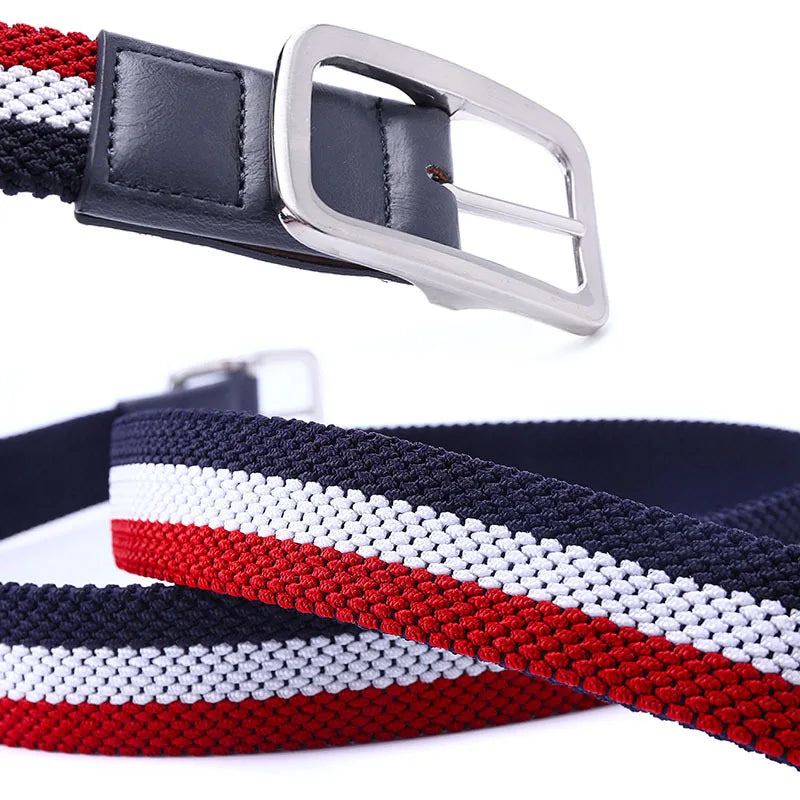 Unisex Braided Elastic Belt - Stretch Canvas Golf Belt Without Holes