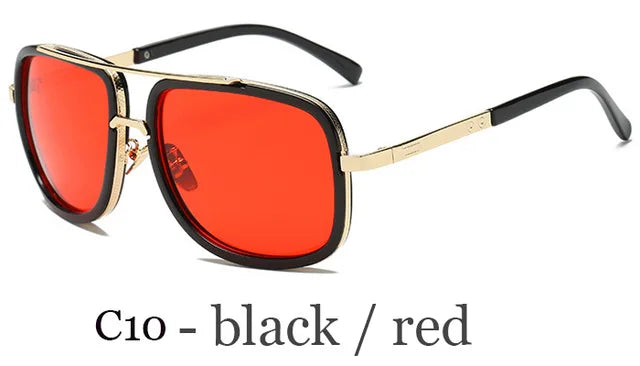 Big Frame Square Sunglasses - Retro Metal Glasses