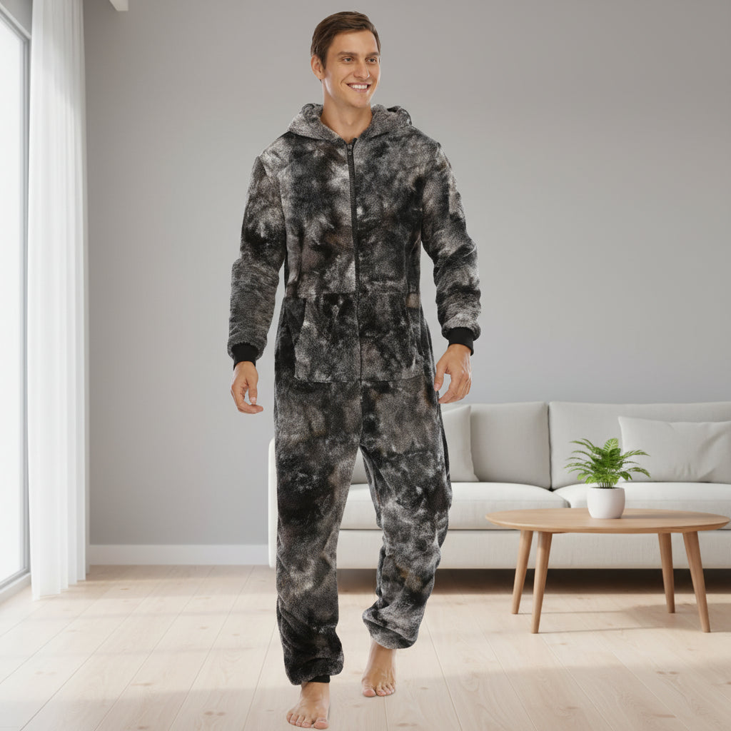 Flannel Hooded Onesie - Cozy Zipper Jumpsuit