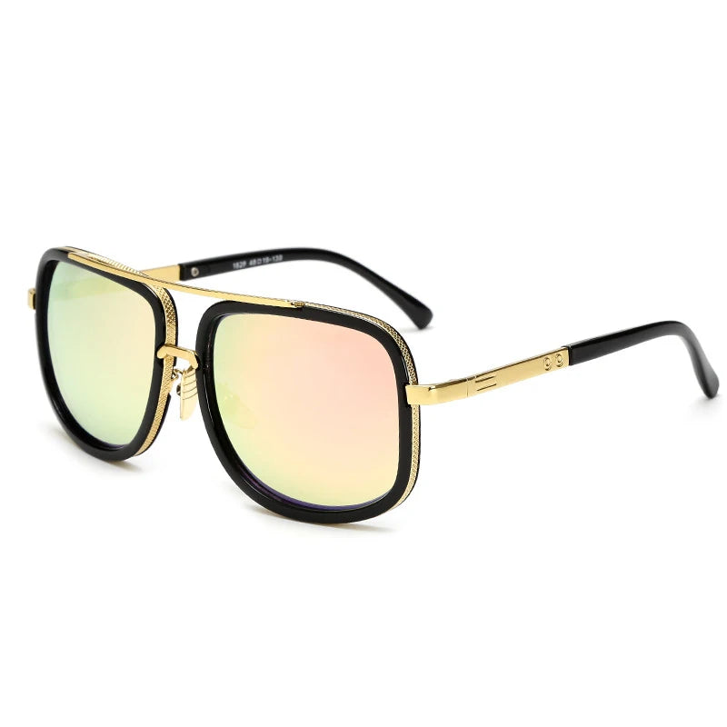 Big Frame Square Sunglasses - Retro Metal Glasses