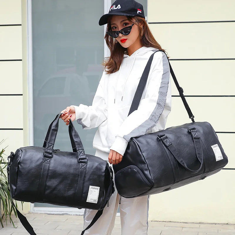 Leather Gym Bag - Premium Sports Duffle for Men & Women