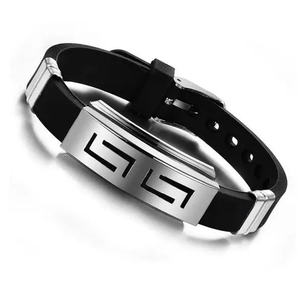 Silicone Steel Bracelet - Punk Rubber Wristband