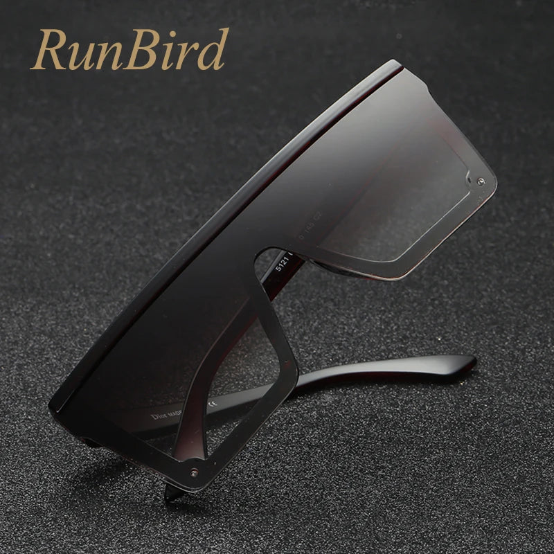 RunBird One-Piece Sunglasses - Oversize Square Black