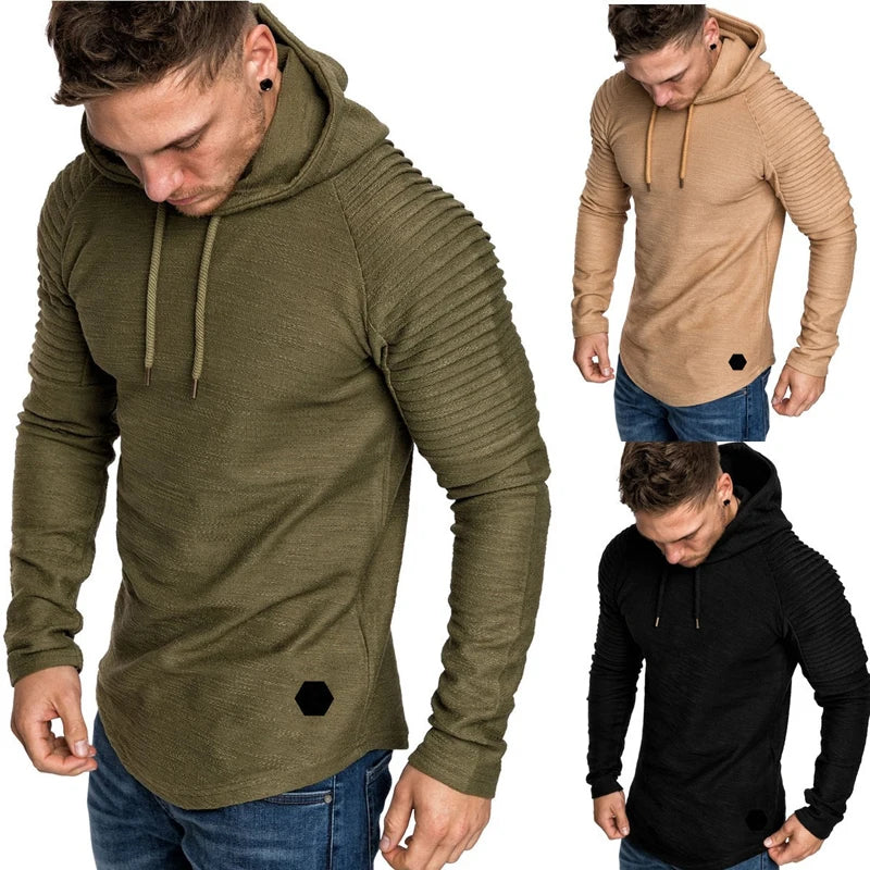 DIMUSI Fashion Hoodie - Solid Color Slim Tracksuit