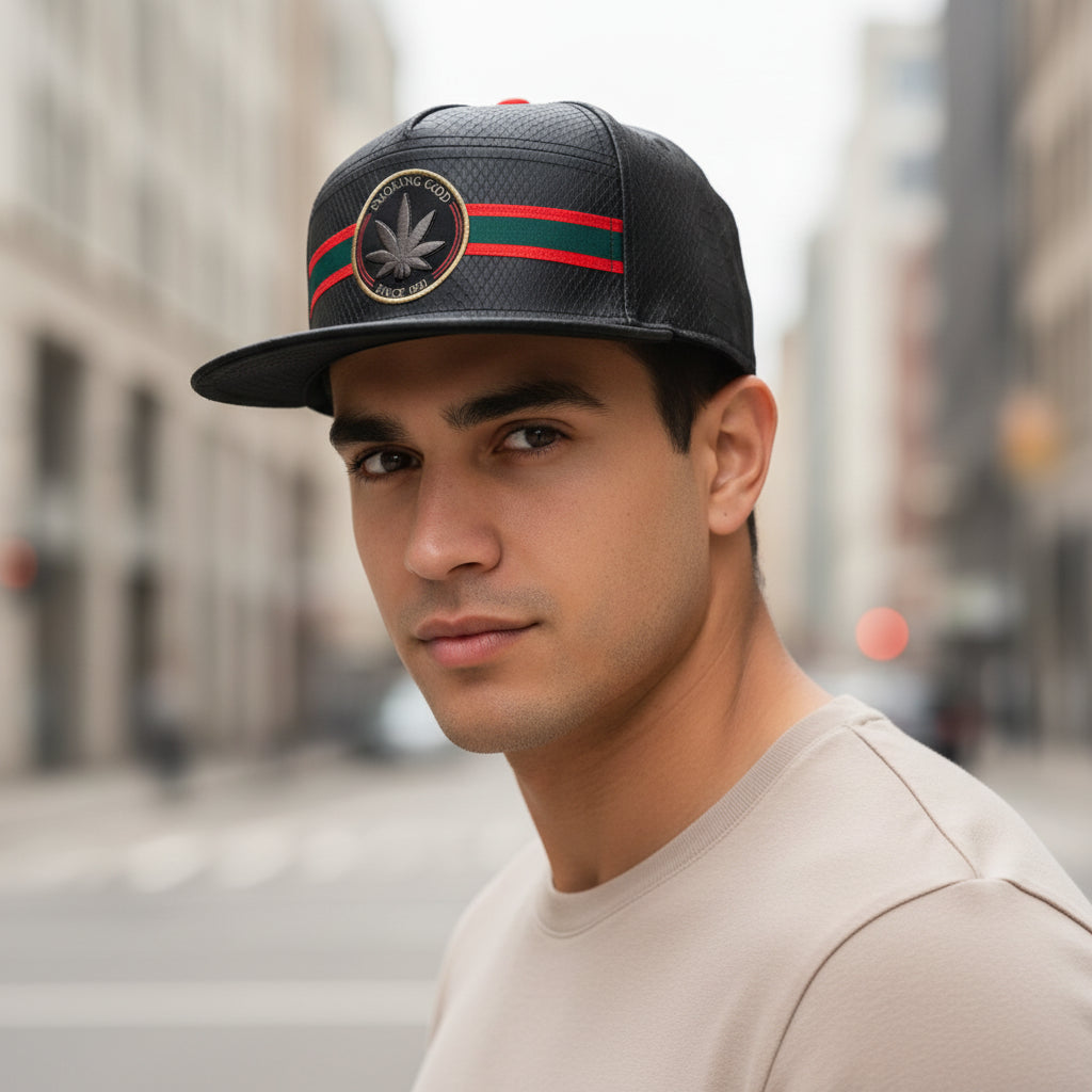 Smoke Good Premium Leather Snapback Cap - Hip-Hop Baseball Hat