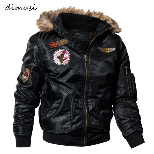DIMUSI Winter Parka - Thermal Cotton Faux Fur Jacket