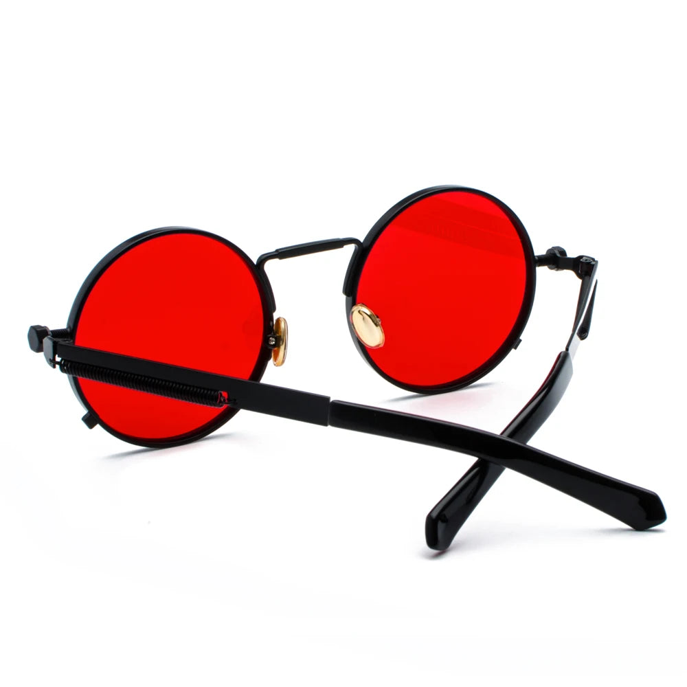 Peekaboo Steampunk Sunglasses - Clear Red Metal Frame