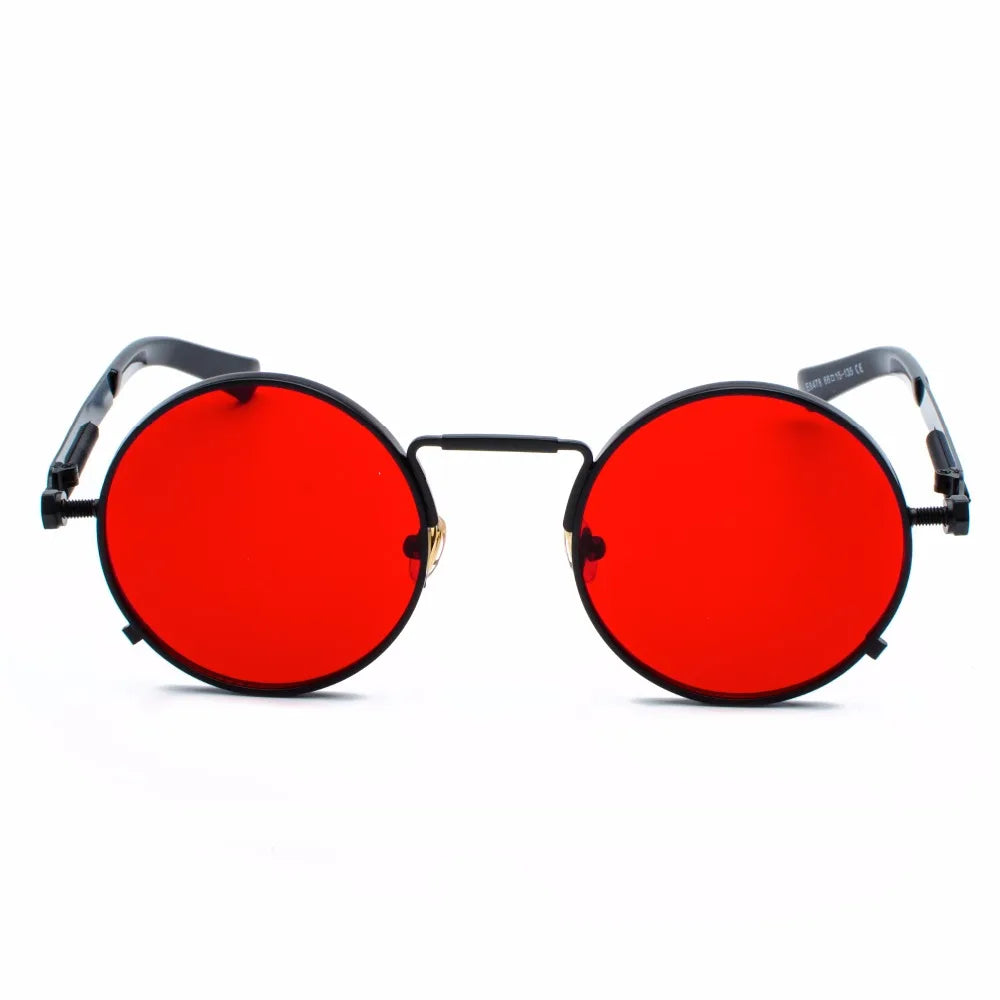 Peekaboo Steampunk Sunglasses - Clear Red Metal Frame